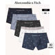 ABERCROMBIE & FITCH男裝5條組合裝彈力舒適柔軟經(jīng)典LOGO四角內(nèi)褲KI114-3049 藍(lán)色和灰色調(diào)-麋鹿標(biāo)識(shí)圖樣 5條 M