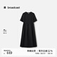 播圓領(lǐng)棉麻短袖連衣裙女25夏季新款黑色收腰顯瘦長裙DDS2LD5023 K40玄黑 M