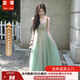 蕓蕁裙子女夏季2025新款絕美清純海邊度假仙女裙氛圍感氣質(zhì)網(wǎng)紗吊帶連 長吊帶+綠色長裙 S 80-100