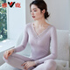 雅鹿秋衣秋褲女棉薄款冬季保暖打底衫上衣棉美體內衣線(xiàn)衣線(xiàn)褲套裝 氣質(zhì)蕾絲套裝 櫻落紫 M