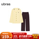 ubras全棉系列純色開(kāi)襟家居服睡衣女長(cháng)袖長(cháng)褲套裝情侶款軟棉棉 【長(cháng)袖長(cháng)褲】女款-蛋黃流沙色 L