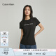 Calvin Klein Jeans夏季女士通勤經(jīng)典ck字母印花舒適微彈圓領(lǐng)短袖T恤J213892 BEH-太空黑 M