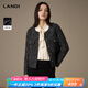 LANDI【商場同款】LANDI黑色小香風(fēng)羊毛短外套女氣質(zhì)上衣冬裝新款 黑色 XL