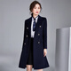 百顏職業(yè)裝呢子大衣女冬中長(cháng)款加厚工作服酒店前臺接待銀行工作裝毛呢 891藏青色加棉 S
