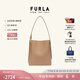 芙拉（FURLA）【限時優(yōu)惠】MIANOVA牛皮大號女士上班通勤大容量單肩包水桶包 褐色