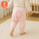 貝瑞加（Babyprints）嬰兒pp褲男女寶寶純棉長(cháng)褲四季家居睡褲大屁屁休閑褲子 粉80