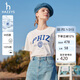 哈吉斯（HAZZYS）女裝 2025夏季女士PHIZ印花寬松短款圓領(lǐng)T恤女【安心品質(zhì)】