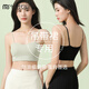 莫代爾2件內(nèi)衣女內(nèi)搭防走光遮胸美背文胸夏季薄款吊帶內(nèi)衣一體胸墊背心 2件裝【淺琉璃+鉆石黑】 均碼 -罩杯一體【80-140斤】