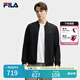FILA 斐樂官方男裝針織長袖外套2025夏新款休閑基礎(chǔ)立領(lǐng)運動上衣 正黑色-BK L 175/96A/L