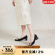 千百度（C.BANNER）絨面高跟鞋春夏款粗跟羊皮女鞋淺口晚晚鞋A23443620 黑色 36 