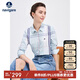 Navigare意大利小帆船長袖襯衫女格子襯衣休閑女裝2313071011 蔚藍/白 M