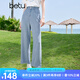 百圖betu女裝2025夏季新款牛仔闊腿褲天絲萊賽爾九分直筒褲女2506T36 牛仔色 M