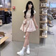 巧丂粉紅色愛(ài)心少女公主裙女小個(gè)子顯瘦波點(diǎn)吊帶假兩件連衣裙 粉白色 M 建議參照詳情尺寸購(gòu)買