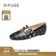 迪芙斯（D:FUSE）2025春季新款透氣平底鞋鏤空方跟圓頭瑪麗珍洞洞鞋 黑色 38