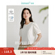 茵曼（INMAN）100%純棉開叉短款氣質(zhì)白T恤2025夏女裝新款簡(jiǎn)約休閑寬松短袖上衣 云朵白 M
