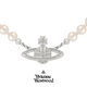 薇薇安·威斯特伍德（Vivienne Westwood）西太后珍珠項鏈女土星經(jīng)典帶鉆首飾送女友生日禮物女圣誕節禮物女 土星珍珠項鏈-銀色
