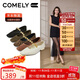 康莉（COMELY）低跟瑪麗珍鞋女25年春復古金幣方頭多寶鞋羊皮絲絨鞋 墨綠色 37 