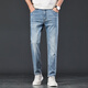 吉普吉普2025新款春秋時(shí)尚淺色牛仔褲男士修身直筒高端彈力長(cháng)褲子 淺藍色 29