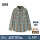 森馬（Semir）森柔牛仔|牛仔襯衫女中長(zhǎng)款純棉復(fù)古秋oversize長(zhǎng)袖襯衣街頭 藍(lán)黃色調(diào)00383 M