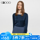 G2000【泡泡紗】G2000女裝FW23商場新款透氣易打理有彈性長袖休閑襯衫 深靛藍(lán) 36