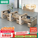 森菲亞辦公桌辦公室職員卡座工作臺(tái)簡(jiǎn)約現(xiàn)代屏風(fēng)工位桌椅面對(duì)面6人位+柜