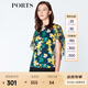 PORTS寶姿 新品 女裝 夏季新品秋葉滿天披肩袖休閑襯衫LN8B039HPT024 墨玉綠印花 S (4)
