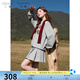 三彩大碼女裝2025春季新款Miu系學(xué)院風(fēng)衛(wèi)衣百褶裙兩件套短裙胖MM 巖灰 M