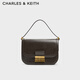 CHARLES&KEITH復古鎖扣豆腐包單肩斜挎包包女包生日禮物CK2-80781400 Dark Moss深苔綠色CK2-80782444 S/M