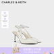 CHARLES&KEITH亮鉆鏈條腕帶尖頭高跟涼鞋女七夕禮物送女友CK1-60280436 Cream奶白色 37