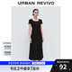 UR夏季新款女裝時尚簡約收褶后開衩修身連衣裙UWJ740022 黑色 (裙長偏長) S