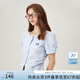 范思藍(lán)恩范思藍(lán)恩學(xué)院風(fēng)藍(lán)色條紋襯衫女夏季短袖設(shè)計(jì)感白色收腰襯衣12268 藍(lán)條紋 M