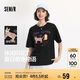 森馬（Semir）短袖t恤女中長(zhǎng)款萌寵花上衣25夏透氣吸濕寬松套頭衫109325100005