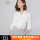 晚白高級感法式白襯衫女2025秋款時(shí)尚洋氣小衫通勤百搭雪紡襯衣上衣 白色 L