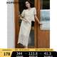 紅袖蕾絲半身裙夏季2024新款女裝 后開叉優(yōu)雅輕熟氣質顯瘦百搭中長裙 淺米3005 XL