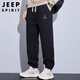 JEEP SPIRIT吉普休閑褲男秋冬款寬松運動(dòng)束腳衛褲潮牌百搭男褲 黑色 4XL
