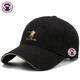 TUTORGOOSE帽子男士秋冬新款鴨舌帽韓版潮牌時(shí)尚戶(hù)外休閑棉質(zhì)刺繡棒球帽硬頂 黑色 均碼 可調節（55-62cm）