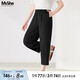 MsShe【天絲仿亞麻】大碼女裝2025夏裝胖mm輕薄顯瘦九分錐形褲子 黑色現(xiàn)貨 2XL