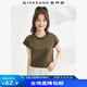 佐丹奴t恤衫女夏季新款純棉純色氣質(zhì)小高領(lǐng)連片短袖t恤女13323309 92栗棕卡 L