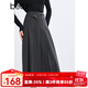 百圖betu女裝冬季新款半身裙斜搭扣腰帶高腰百褶裙裙子女2411T71 深灰 M