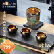 朱炳仁銅×特美刻 千里江山旅行茶具 鈦杯茶禮套裝手工壺養生茶壺茶具 千里江山旅行茶具
