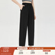 纖莉秀大碼女裝黑色直筒褲松緊腰遮肉顯瘦休閑褲胖mm秋裝新款1206 黑色 2XL