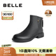 百麗（Belle）柔軟舒適時(shí)裝靴女商場同款羊皮低跟短靴A2X1DDD3 黑色-絨里 38 (240mm)