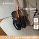 natursun七夕禮物T字扣樂福鞋女厚底2025秋季新款法式瑪麗珍復(fù)古鏤空單鞋 黑色 38 (240cm)