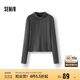 森馬（Semir）長(zhǎng)袖T恤女設(shè)計(jì)感分割運(yùn)動(dòng)風(fēng)2025冬季發(fā)熱抓絨打底衫109725101001