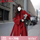 NKNG紅色雙面羊毛呢子大衣女2025秋冬新款中長(cháng)款羊毛呢外套 紅色 XS（106-118斤）