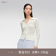 OVV2024春夏新款女裝絲棉混紡經(jīng)典舒適柔軟長(zhǎng)袖針織開(kāi)衫外套 淺藍(lán)（凈色）12 XL