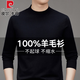 皮爾卡丹優(yōu)質(zhì)100%羊毛衫春秋薄款男士半高領(lǐng)新款羊毛貼身套頭針織打底衫 黑色 L 175/92A 建議135-150斤