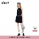 DZZIT【明星同款】地素連衣裙夏季掛脖設(shè)計牛仔裙子女 深藍(lán)色 S