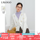lagogo溫柔親膚顯瘦毛針織衫女拉谷谷春秋新款舒適百搭v領(lǐng)開衫 米白色(V2) L