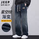 JEEP SPIRIT吉普星空紋漸變牛仔休閑褲男秋季美式高街直筒褲子男 星空藍(lán) XL